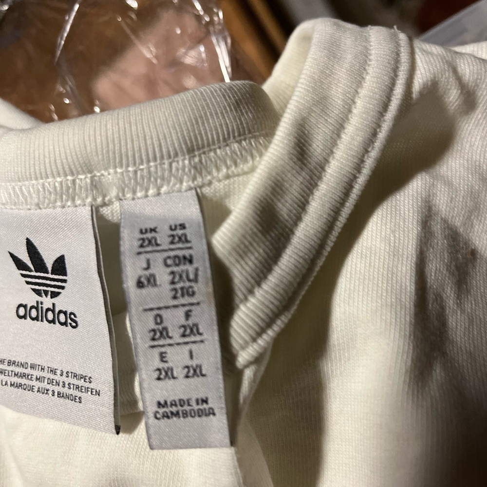 Adidas Cream Long Sleeve Shirt with evergreen Accents 2XL NWOT - Picture 10 of 12